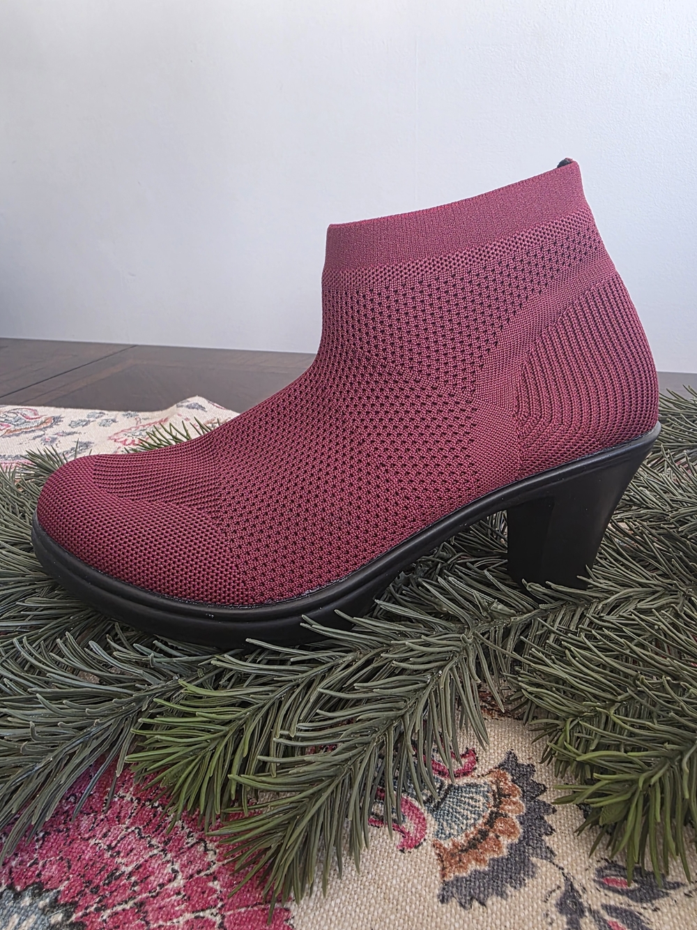 bernie mev. Women's Doll Ankle Bootie in Burgundy